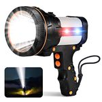 High Power Rechargeable Flashlight 7800 Lumens Super Bright Handheld Strong Spotlight Flashlight with 5 Lighting Modes, IPX4 Waterproof(Silver)