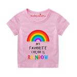 baby wish Monsoons T-Shirt for Boy’s and Girl’s T-Shirt Toddler Boys Rain Season T-Shirts Short Sleeve Top My Favorite Color is Rainbow