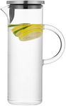 50 Ounces Glass Pitcher with Handle and Lid, Handmade Water Jug for Hot/Cold Water, Ice Lemon Tea and Juice Beverage