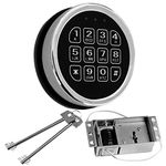 Gun Safe Lock Replacement,Chrome Keypad Electronic Safe Lock with Solenoid Lock 2 Override Keys and Circuit Board Lock