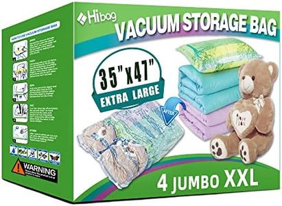 XXL Jumbo Size 47''X35'' Vacuum Storage Space Saver Bags Extra Large for Blanket, Bedding, Comforters (4 Pack)