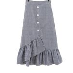 JANAK Knee Length Cotton Check Skirt (Black/White)