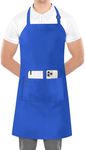 Utopia Kitchen Adjustable Bib Apron (2-Pack) Water Oil Resistant Chef Cooking Kitchen Aprons with Pockets for Men Women (Blue)