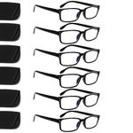 Kerecsen 6 Pack Reading Glasses Blue Light Blocking,Spring Hinge Readers for Men Women,Prescription glasses (6 Black, 2.00, x)