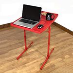 bi3 Table Dual Top Multipurpose Laptop Study Dinning Portable Table Strong Adjustable Height (Red)