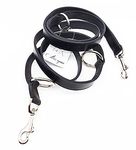 POLICE STYLE LEATHER DOG TRAINING LEAD 80 INCH LONG BLACK BROWN TAN GREY (BLACK, 3/4 INCH WIDE)