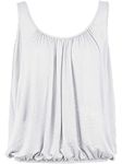 Love My Fashions® Women Bubble Hem Straps Vest Top Women Round Scoop Neckline Vest Top Elasticated Swing Waist Sleeveless Top White