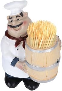 Agatige Chef Figurines Toothpick Holder, Resin Toothpick Dispenser with Italian Chef Statue for Kitchen Counter Restaurant Coffee Shop Decor