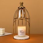 Candle Warmer Lamp with Timer & Dimmer Compatible with Yankee Candles, Candle Warmer for Jar Candles, Wax Melt Lamp for Home Decor & Gifts, Vintage Candle Light Warmer with 2 Bulbs, Brass Gold