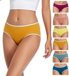 TUTUESTHER Cotton Hipster Panties for Women Low Rise No Muffin Top Cheeky Underwear for Girls 6 Pack(Large, Purple Red/Orange/Blue/Rogue red/Bright Yellow/Green)