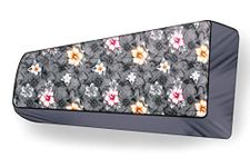 MW PRINTS Split AC Cover Indoor Unit for 1 Ton Capacity AC Dustproof and Water Resistant AC Cover (Grey Flower)