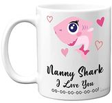 Nanny Birthday Mug - Nanny Shark - Nanny Birthday Gift from Granddaughter Grandson, Happy Birthday Nanny Nan Nannie Nanna from Toddler Baby, Christmas Tea Coffee 11oz Ceramic Dishwasher Safe Mugs Cup