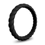 Enso Womens Braided Silicone Ring Obsidian Size: 7