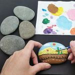 Keedolla 5 Pcs Painting Rocks Flat Large Pebbles for Painting 8-10cm, Hand Painted Stones Flat Craft Rocks River Marbles Natural for Painting, Aquariums and Garden Decoration