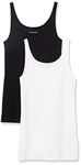 Amazon Essentials Women's 2-Pack Slim-fit Thin Strap Tank, Black/White, Medium