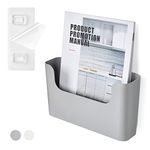 YOHOM Gray File Holder Adhesive Door Mount Mail Magazine Organizer, Office Wall Mount, Single Pocket