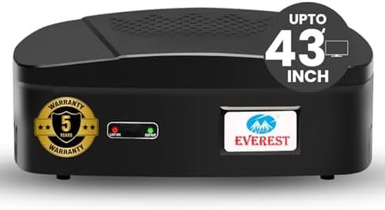 Everest ENT 60 New Model ABS Body Attractive Design Voltage Stabilizer Used Upto 43 Inches LED TV + Home Theater + Set Top Box Table Top & Wall Mountable (Working Range : 90 V to 290 V), (Black Color)