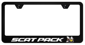 Au-TOMOTIVE GOLD, INC. Officially Licensed UV Print Logo on Black Polycarbonate License Plate Frame for Scat Pack