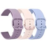 AK Pack 3 Smart Watch Bands 20mm 22mm for Women Men, Replacement Straps Band for Smart Watch, soft skin-friendly silicone quick release, smart watch wristband (22mm, Nude Pink/Nude Blue/Violet)