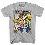 Nintendo Mens Mario Kart Shirt - Mario, Luigi, Zelda, Kirby, and Donkey Kong Vintage Tee, Heather, Small