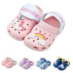 YWY Toddler Little Kids Clogs Slippers Sandals, Non-Slip Girls Boys Clogs Slide Lightweight Garden Shoes Slip-on Beach Pool Shower Slippers Pink