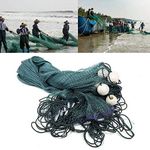 DYRABREST Green Fishing Gill Nets Hand Made Beach Seine Drag Nets Fishing Equipment Trammel Net with PVC Foam Float Bobbers and Lead Sinkers (3x20M(10x65FT))