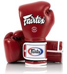 Fairtex BGV9 Muay Thai for Professional Boxers & Trainers |Mexican Style Glove for Hard Hitters | MMA Gloves for Martial Arts|Light Weight & Shock Absorbent 14 oz Boxing Gloves-Red/White Piping