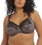 Elomi Women's Morgan Underwire Banded Bra with Stretch Lace, Ebony, 34H US