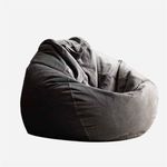 Bean Bag Chair for Adults Kids Velvet Bean Bag Cover Washable Ultra Soft Pouf Ottoman No Filler Pouf Sofa Cover Lazy Armchair Couch Floor Seating Living Room Furniture(Cold gray,100x120cm)