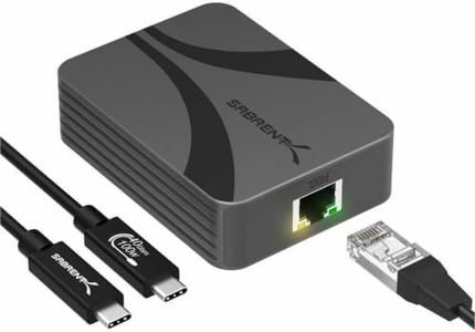 SABRENT USB4 to 10 Gigabit Ethernet Adapter – USB-C to 10GbE Network Adapter for USB4/Thunderbolt 3/4, Aluminum Housing, Bus Powered, Backward Compatible with Multi-Gig and Gigabit Networks (NT-P10G)