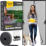 Magnetic Screen Door, Hands-Free Kid/Pet-Friendly Walk Through - Self Magnetic Closure Screen Door Mesh, Stay-Open Option with Buckles - Keeps Bugs Out Lets Breeze in, Fits Door Size (38" x 83")