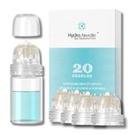Derma Stamp Hydra Needle, At-home Facial Tool with 4 Microneedling Stamp Replacement Heads Gold Titanium 20 Pins Length 0.5mm, Reusable Serum Applicator Bottle for Hair, Beard, Stretch Marks, Scars