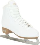 Riedell Horizon Junior Kids Ice Skates for Girls and Boys - Supportive Uppers with Plush Padded Lining, Smooth Stainless Steel Blades, and PVC Soles - White - 13 JR