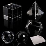 Yopay 5 Pack Crystal Prism Set, K9 Glass Optical Photography Prism Set, 50mm Lens Ball/50 mm Cube/50mm Triangular Prism/50mm Prism Pyramid/ 50mm Crystal Ball for Kid, Science, Teaching Light Spectrum