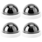 4pcs Dome Simulation Dummy Fake Security Camera, Anti-Theft CCTV Surveillance Camera with Flashing Led Light(White)