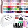 JODSONE 60 Pcs Gel Nail Polish Kit with U V Light Nail Drill 55 Colors Base Top Matte Coat Professional Gel Manicure Kits Soak Off Manicure Salon DIY at Home Gifts for Women