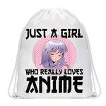 WZMPA Anime Fans Drawstring Backpack Anime Lover Gift Just Who Really Loves Anime Drawstring Bag, Loves Anime, Mid Size, Classic