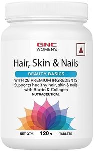 GNC Women's Hair, Skin and Nails Multivitamin With Biotin For Women| 120 Tablets |Hair Fall Control |Improved Hair Growth|Younger-Looking Skin |Stronger Nails |28 Premium Ingredients