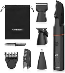 MAXGROOM Manscape Body Hair Trimmer for Men, Waterproof Pubic, Groin & Ball Shaver, No-Nick Mens Grooming Kit with LED Display, Type-C USB Rechargeable, Guide Comb & Travel Lock