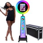 ROOMEDAL iPad Photo Booth Selfie Photobooth Machine Compatible with iPad 10.2" 10.9'' 12.9'', with RGB Ring Light, Remote Control, Free Custom Logo,Flight Case,for Events Christmas Wedding