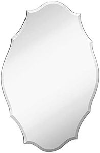 Hamilton Hills 30" x 40" Modern Silver Polished Glass Rectangular Mirror | Elaborate Scallop Wall Mirror Scalloped Edges Vanity for Bedroom, Bathroom and Living-Rooms| Hangs Horizontal and Vertical