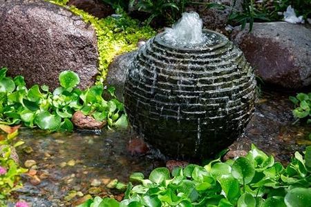 Aquascape 18 inch Dia (46 cm) Stacked Sphere Outdoor Fountain, Slate Gray
