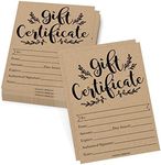 25 5x7 Kraft Blank Gift Certificates for Business Gifts for Clients - Blank Gift Cards for Small Business Gift Certificates Christmas, Restaurant Gift Certificates for Spa Salon Gift Certificates