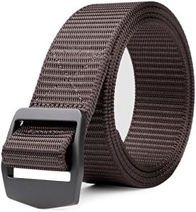JASGOOD Tactical Heavy Duty Reinforced Nylon Belt for Men Adjustable Military Webbing Belt Strap with Metal Buckle,Pants Size Below 42 Inches,Coffee
