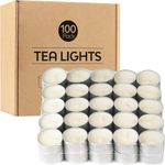 Tea Lights Candles 8 Hour Long Burn Time White Unscented 100 Pack