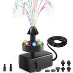 SZMP 24-Hours Working Pond Fountain Pump,Bird Bath Fountain Pump with 7 Nozzles for Outdoor,Garden,Pond,Aquarium,Fish Tank,Adjustable Water Pump with 16.4Ft Power Cord and Adapter(UK Plug)