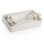 SWEEJAR Ceramic Bakeware Set, Rectangular Baking Dish Lasagna Pans for Cooking, Kitchen, Cake Dinner, Banquet and Daily Use, 11.8 x 7.8 x 2.75 Inches of Casserole Dishes (White)