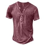 Men's Vintage Short Sleeve T-Shirt Button V Neck Workout Tops Solid Muscle Fit Athletic Tee Shirts Casual Tee Shirt Sold and Shipped by Only Products Black Short Sleeve Shirt Men