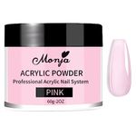 Pink Acrylic Powder - 60g Acrylic False Nail Powders - Large Capacity Acrylic Nail Powder for Nail Acrylic Extension, Nail Carving - No Nail Lamp Needed