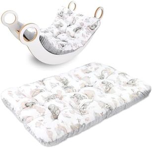 Matelas de sol enfant 70x110 cm - bébé coussin doux en coton pour arche d'escalade et jouet Montessori - tapis d'eveil bebe et pour coin lecture Éléphants avec gris clair